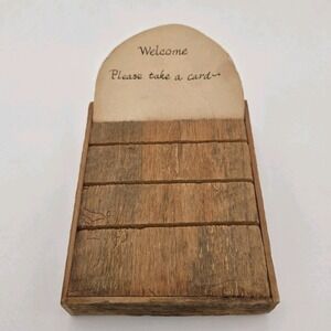 Rustic Wooden Business Card Holder Display Stand Handmade Reclaimed Wood Vintage